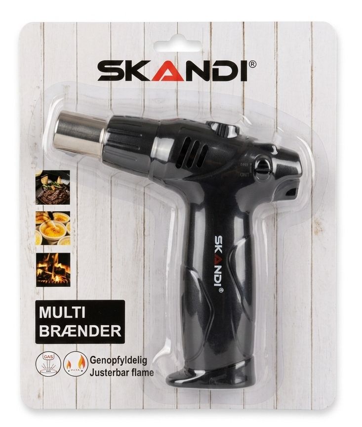 KANDI Multi Brænder – Genopfyldelig Gasbrænder med Justerbar Flamme Premium LED