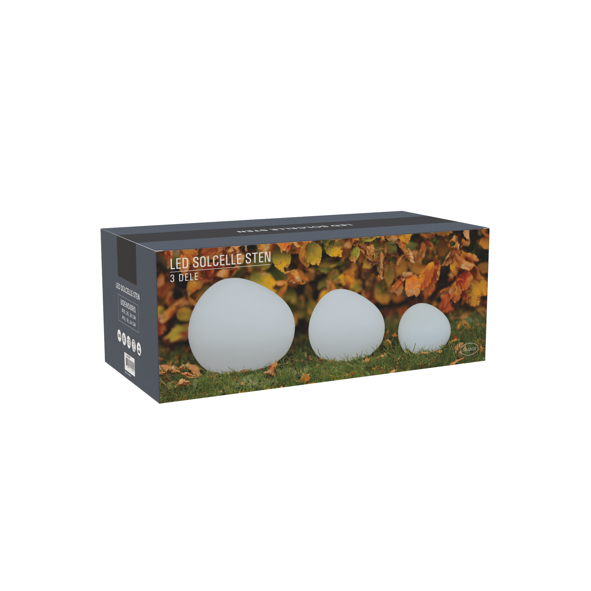 Udendørs solcelle LED Sten - hvid - 3 pak Premium LED