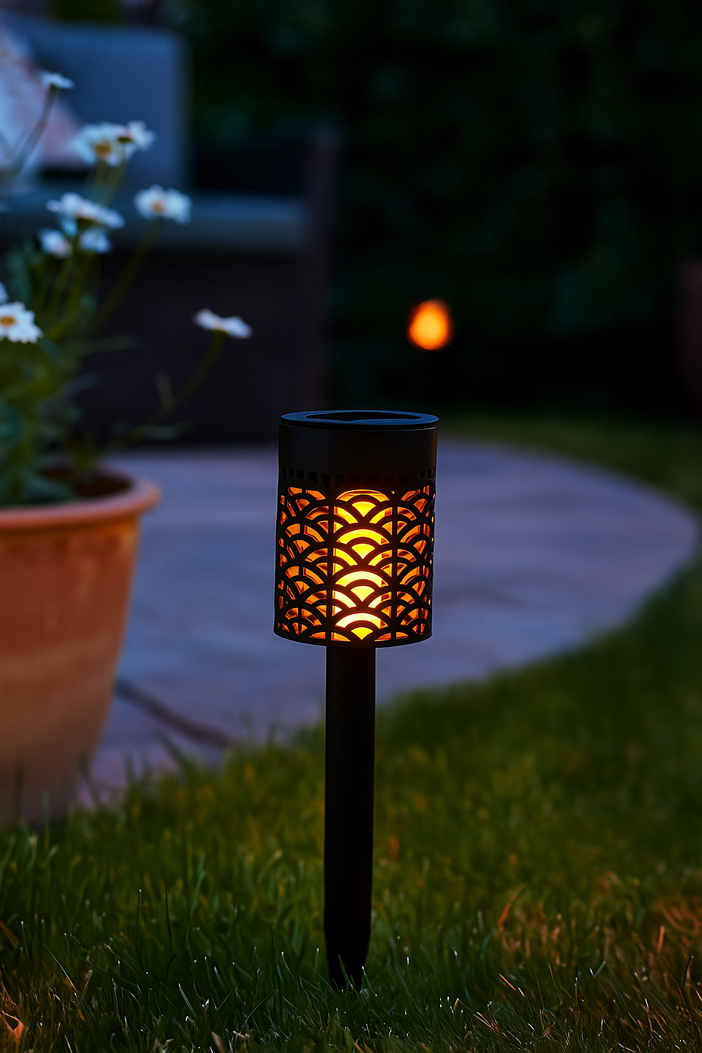 Solcelle havelampe med flammeeffekt 3stk – Cirkel design