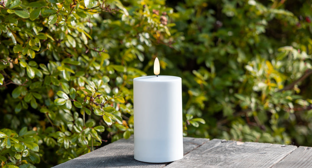 Udendørs LED Bloklys – Hvid (Ø7,5 x H12,5 cm)