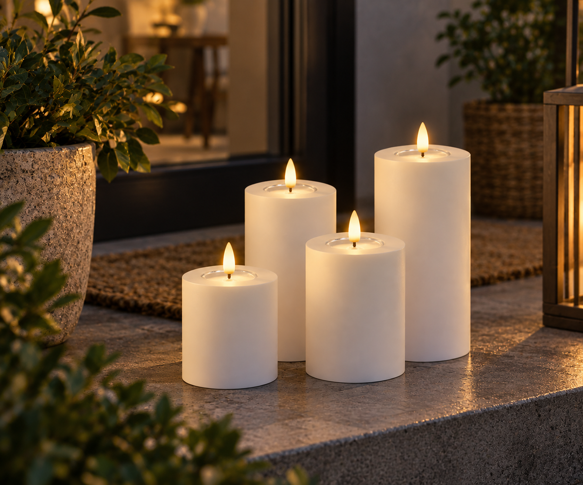 Udendørs LED bloklys - 4 stk. med fjernbetjening - IP44 - Flere farver