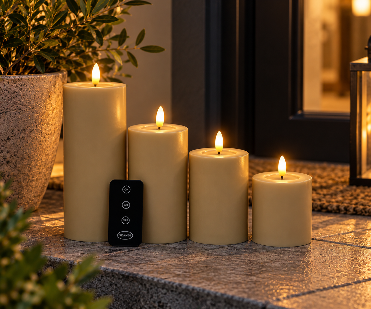 Udendørs LED bloklys - 4 stk. med fjernbetjening - IP44 - Flere farver