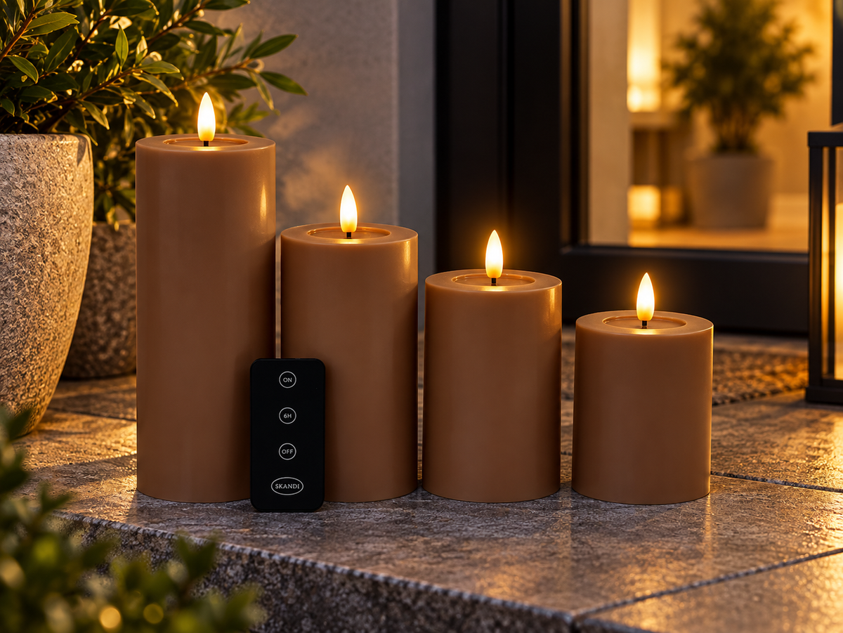 Udendørs LED bloklys - 4 stk. med fjernbetjening - IP44 - Flere farver