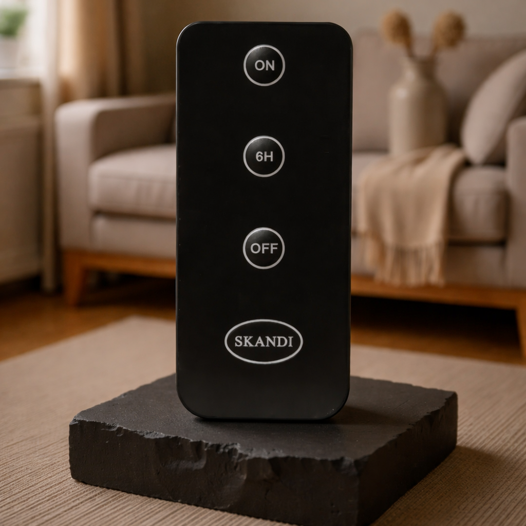 Universel fjernbetjening til LED bloklys, stagelys og fyrfadslys – tænd, sluk og aktiver timerfunktion til både indendørs og udendørs lys.