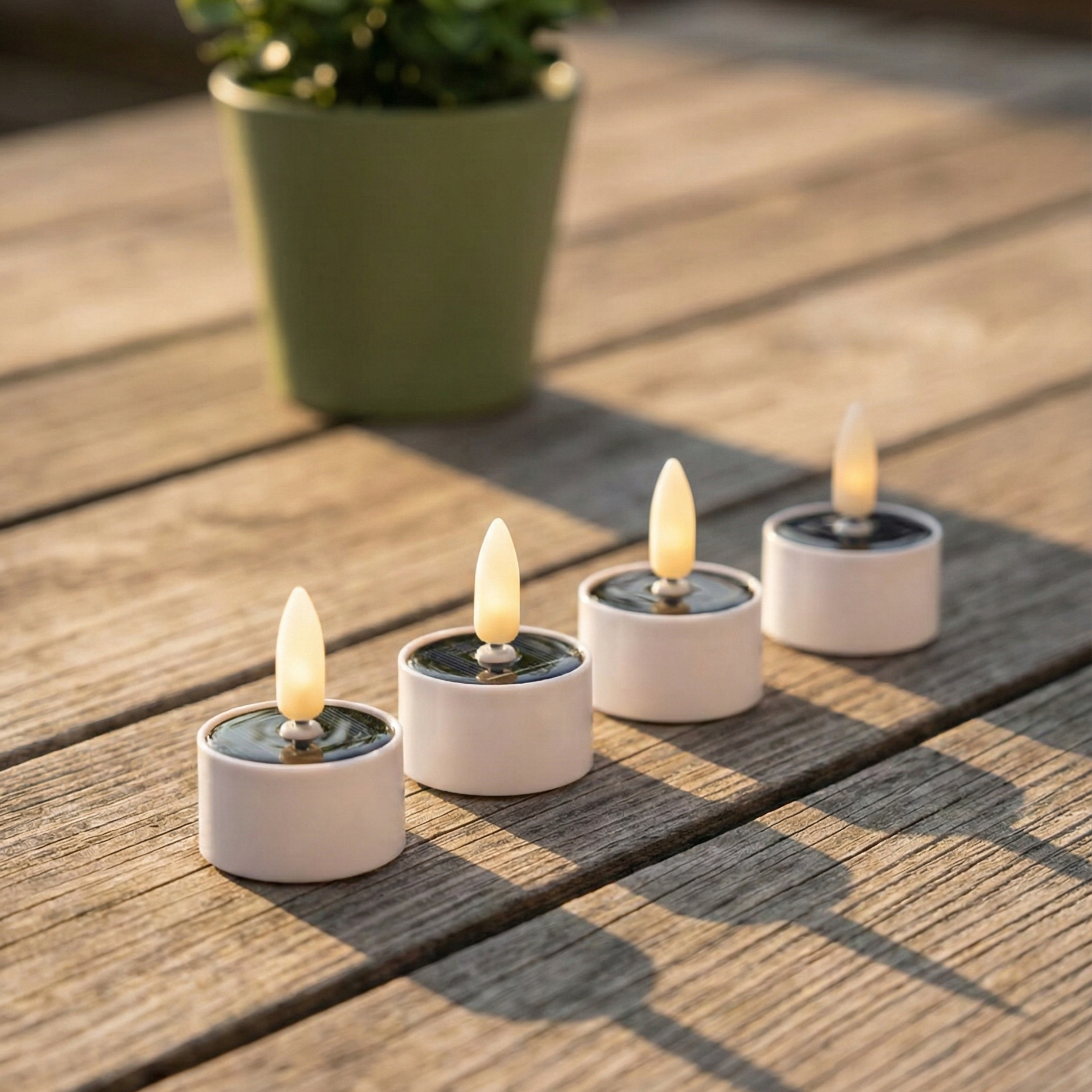 Solcelle Fyrfadslys – 4 stk. (Ø3,7 x H2,2 cm, IP44) Premium LED