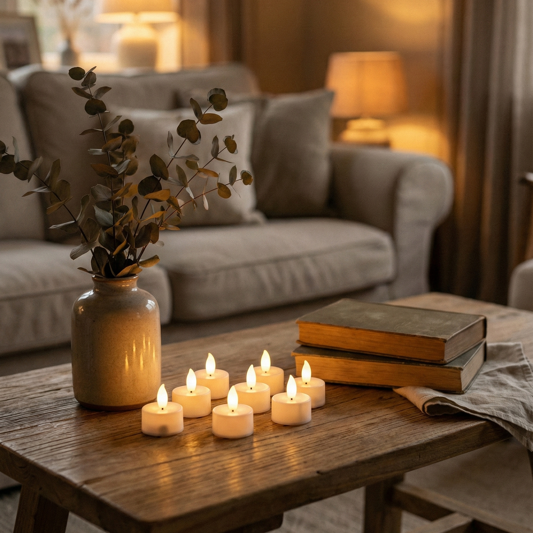 LED fyrfadslys 8 stk i hvid med realistisk flamme, fjernbetjening og timerfunktion – sikker og hyggelig belysning.