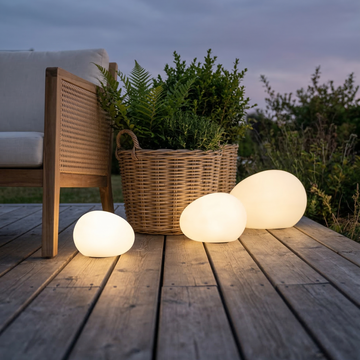 Udendørs solcelle LED Sten - hvid - 3 pak