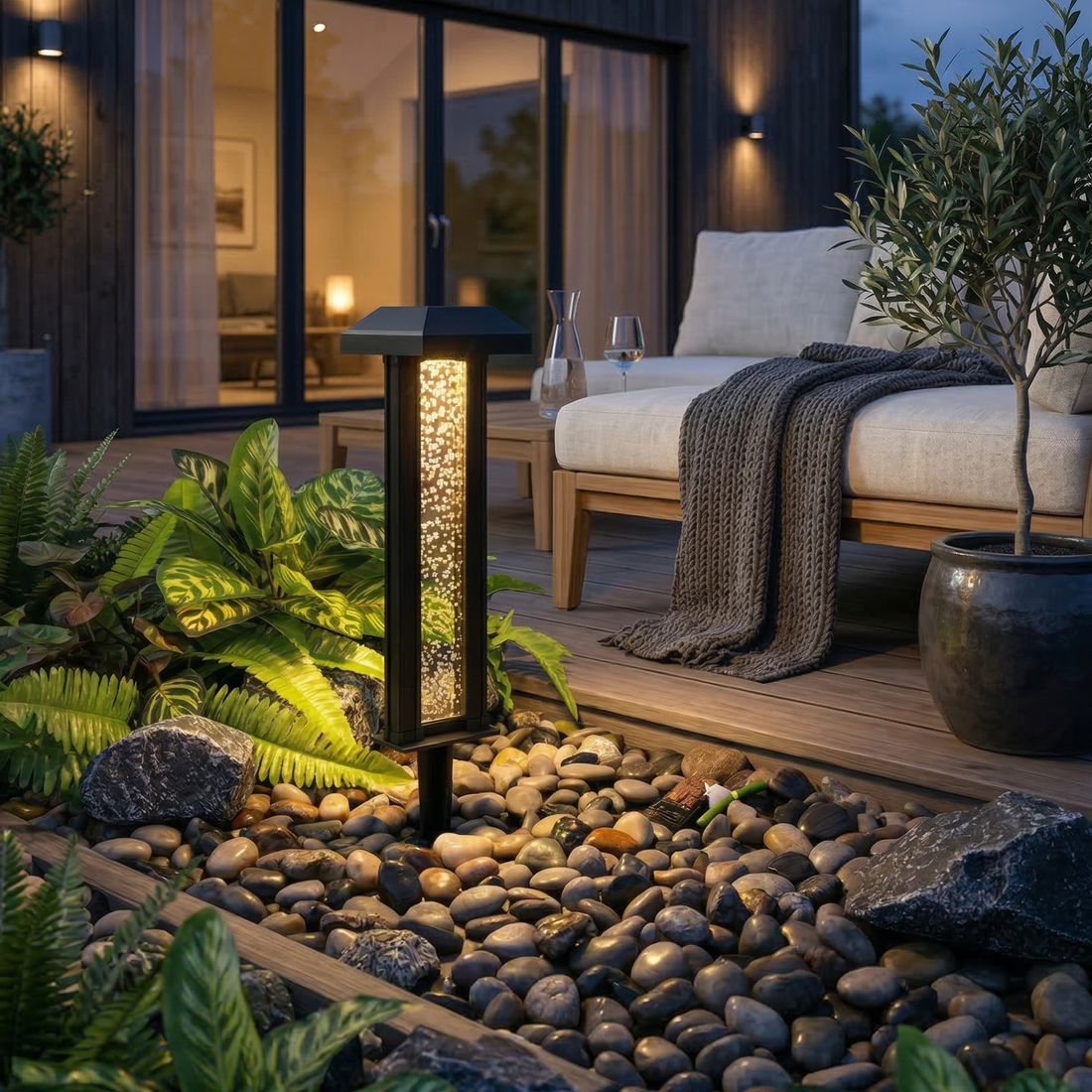 Solcelle Havelampe – Bobleglas Design 30,5 cm