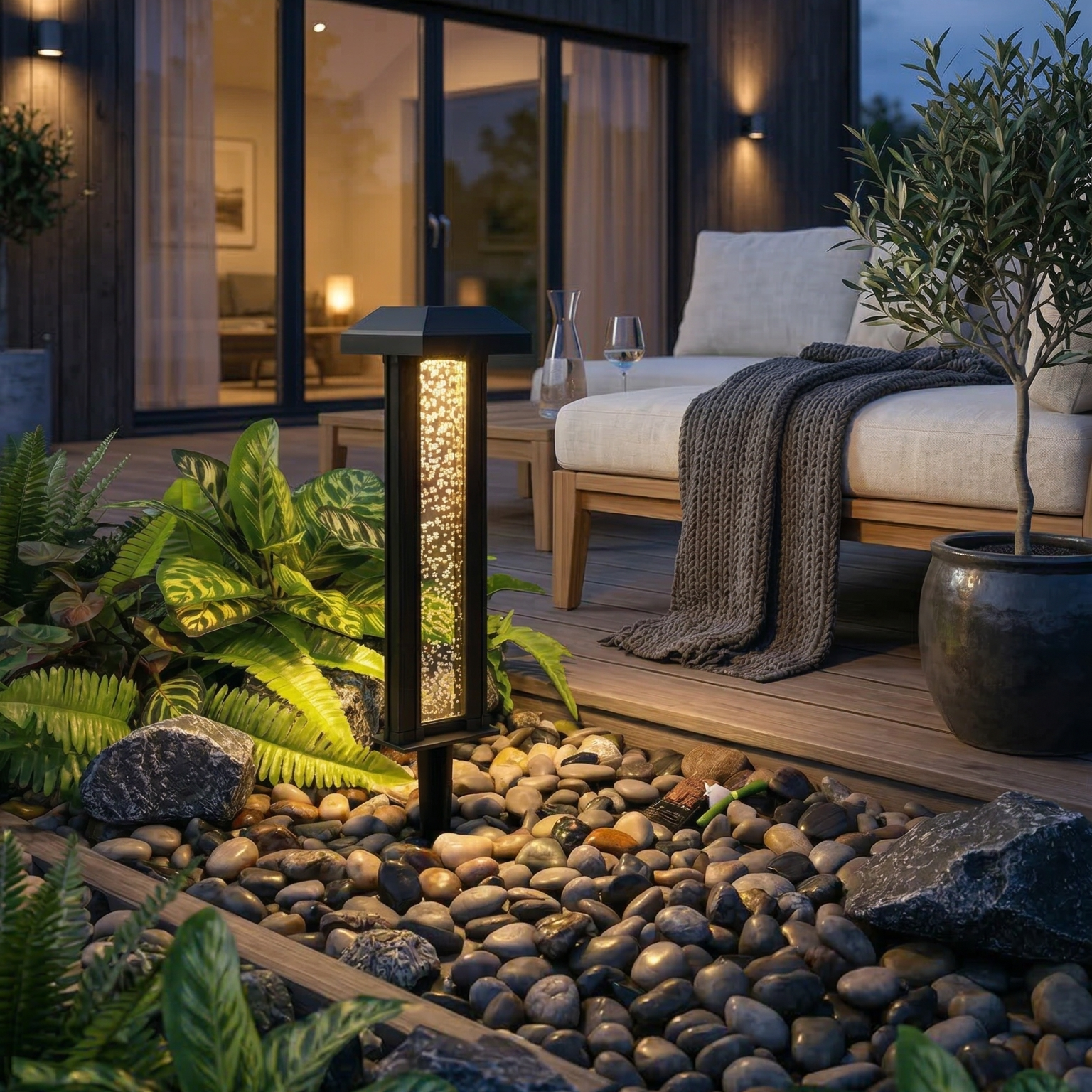 Solcelle Havelampe – Bobleglas Design 30,5 cm