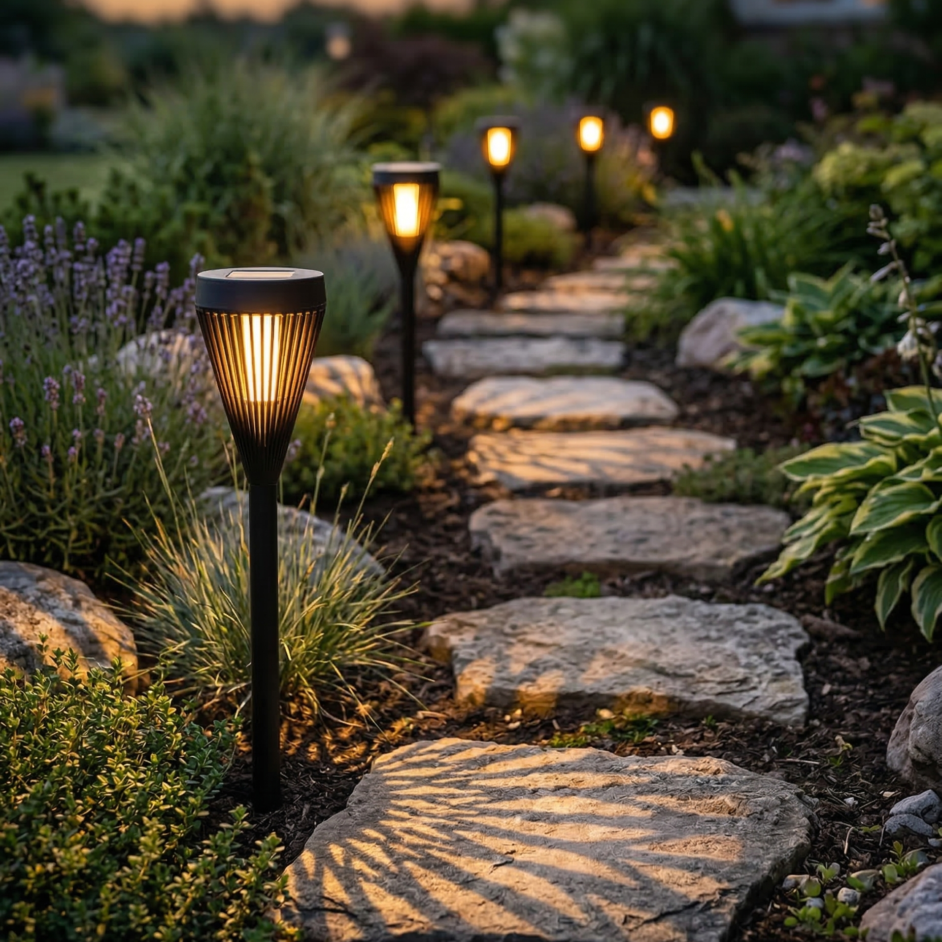 Solcelle Fakler – Flammeeffekt med Gitterdesign 6 stk