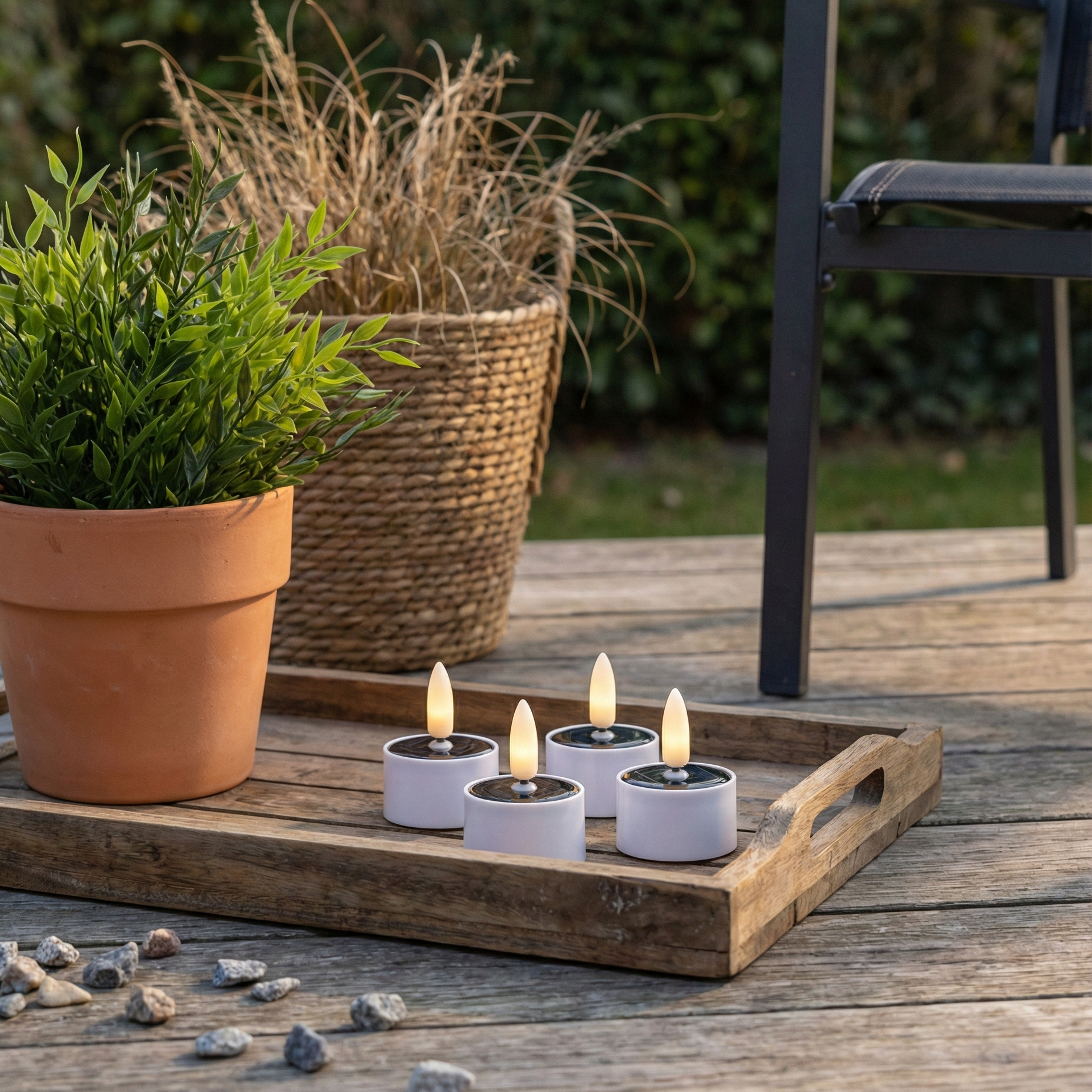 Solcelle Fyrfadslys – 4 stk. (Ø3,7 x H2,2 cm, IP44) Premium LED