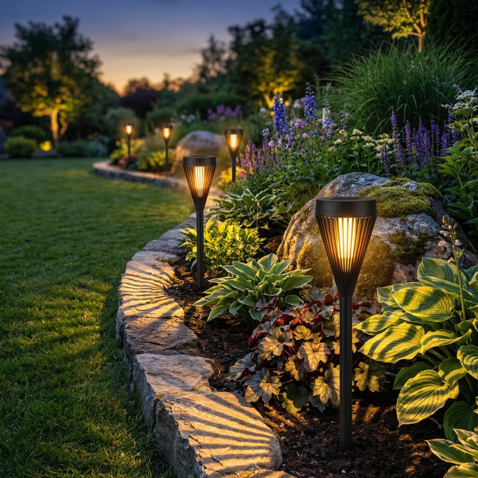 Solcelle Fakler – Flammeeffekt med Gitterdesign 6 stk