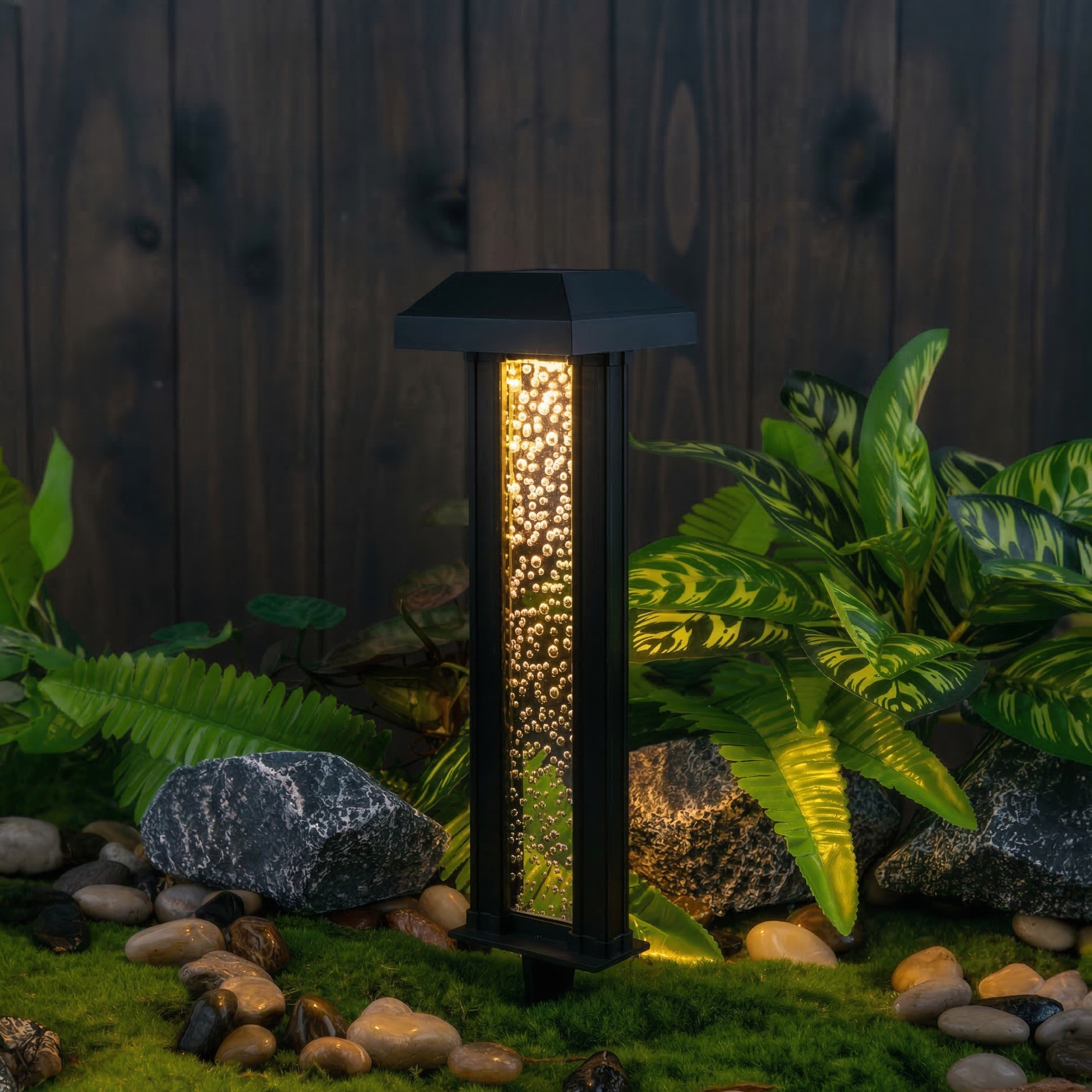 Solcelle Havelampe – Bobleglas Design 30,5 cm