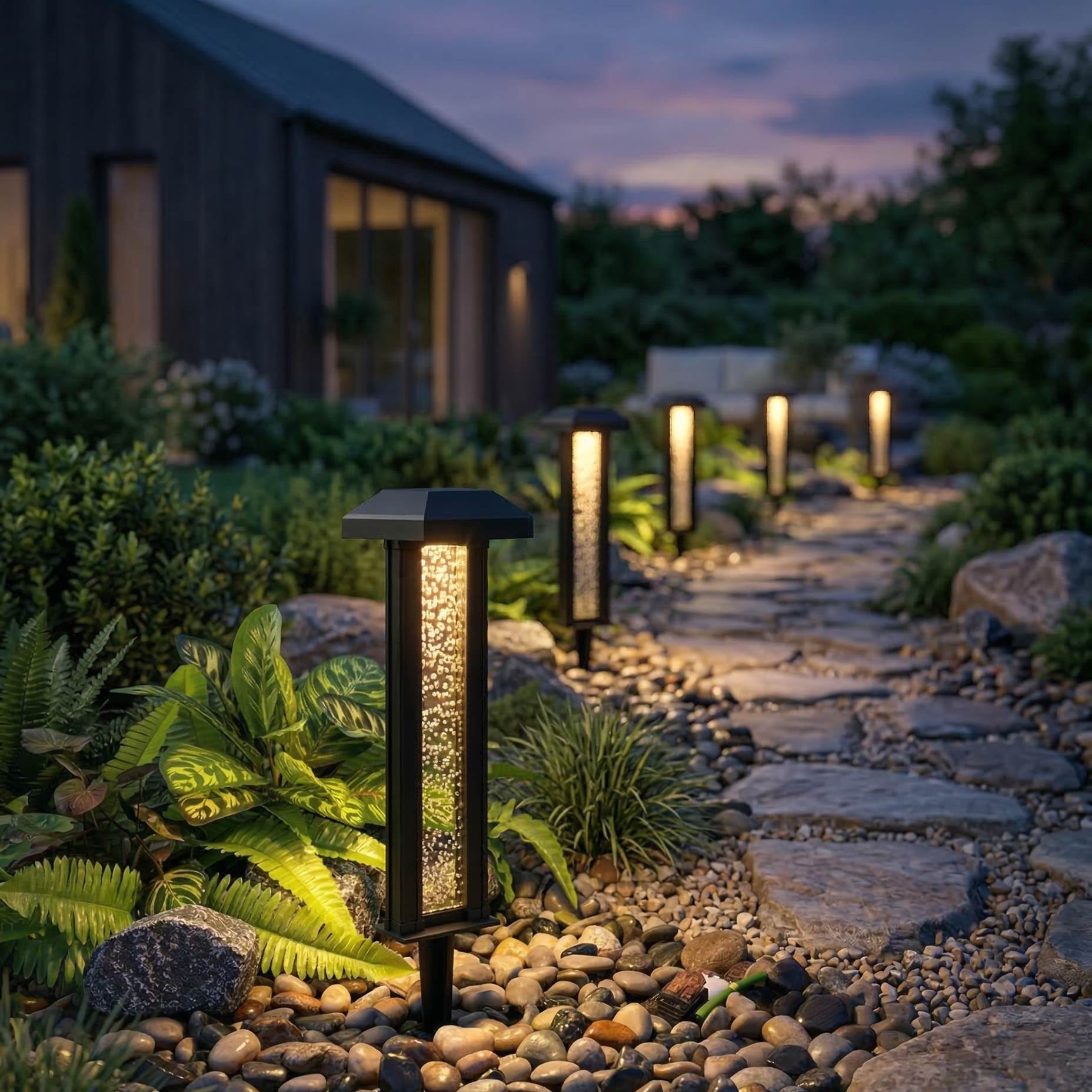 Solcelle Havelampe – Bobleglas Design 30,5 cm