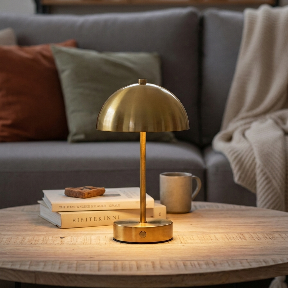 Moderne bordlampe med justerbart lys og farvetemperatur i alle farver – sort, sølv, guld, grå og sand. Trådløs og genopladelig, ideel til stue, soveværelse eller kontor.