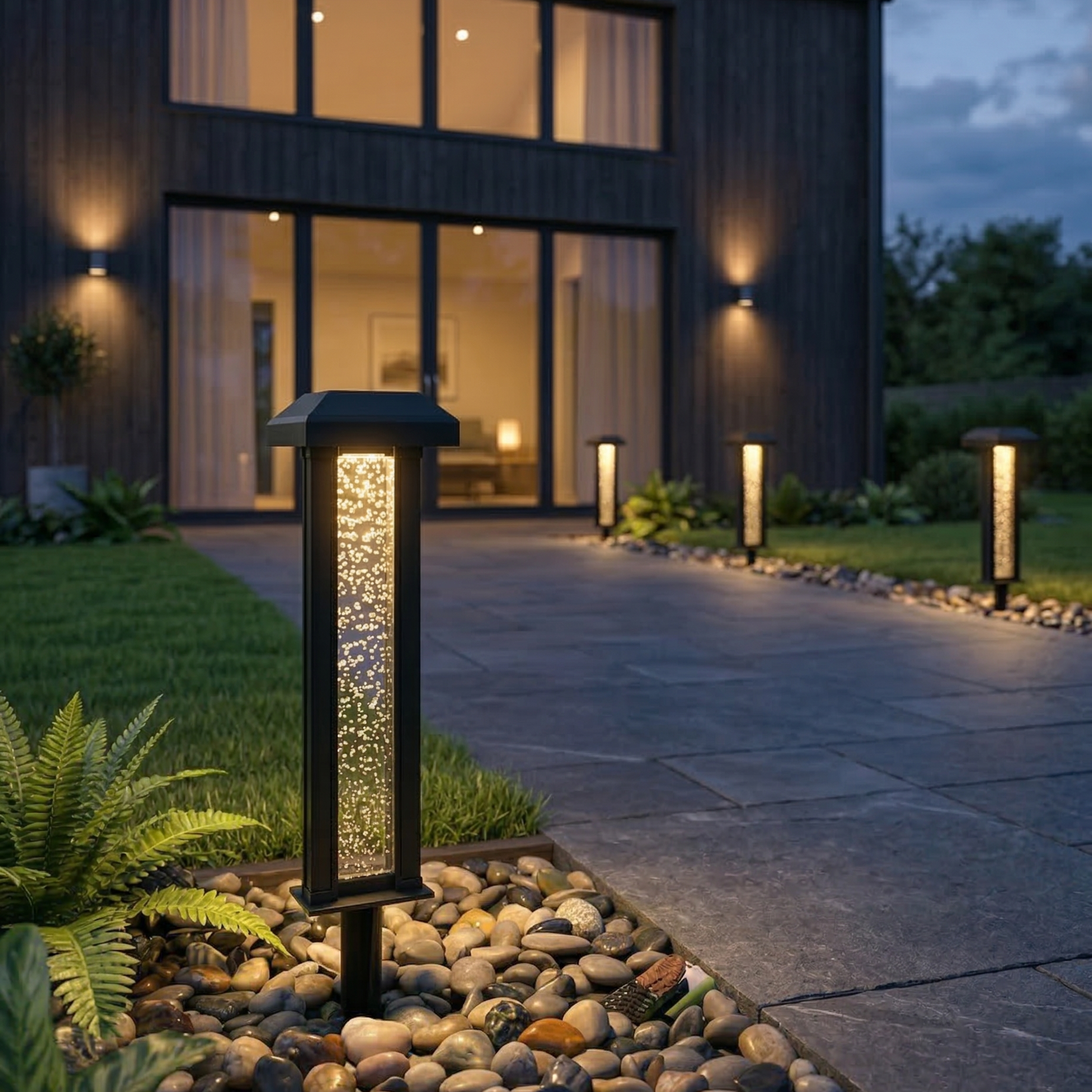 Solcelle Havelampe – Bobleglas Design 30,5 cm