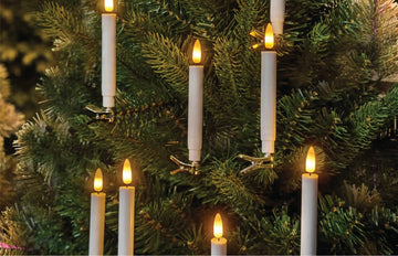 LED juletræslys 10 stk. med timerfunktion – trådløse lys med naturtro flamme, perfekt til sikker julestemning og pynt på juletræet.
